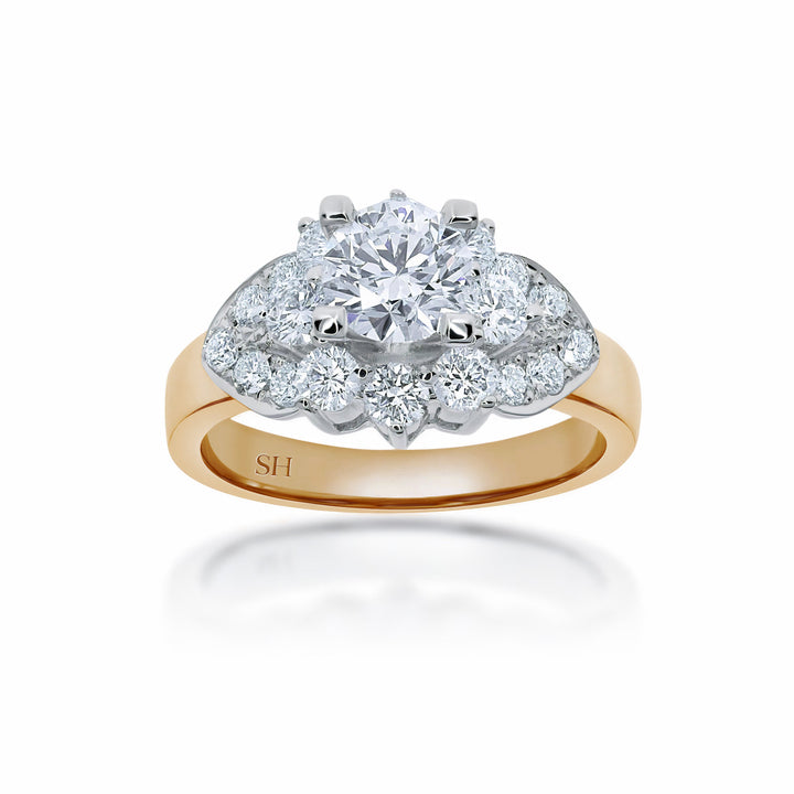 Diamond leaf halo ring - W0346 (Lab Grown)