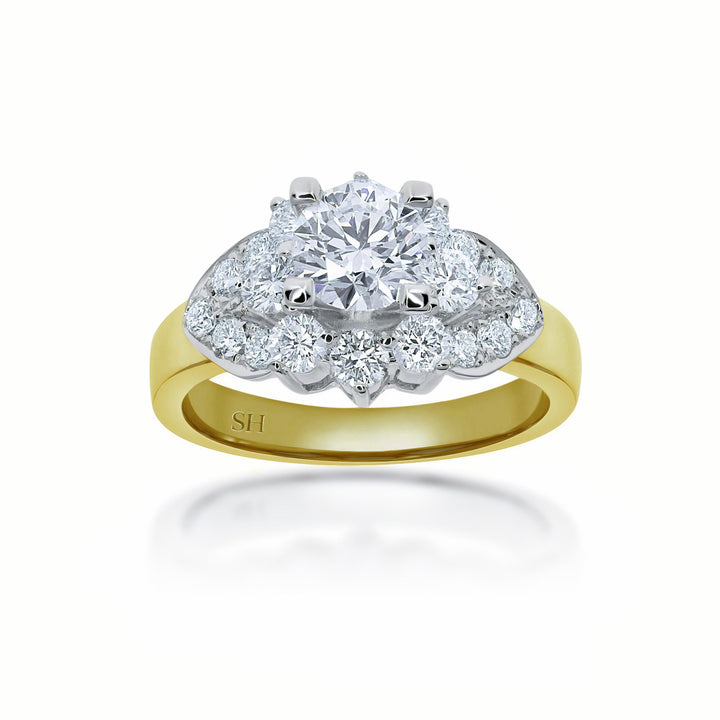 Diamond leaf halo ring - W0346 (Lab Grown)