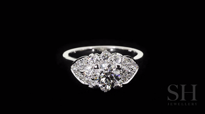 Diamond leaf halo ring - W0346 (Lab Grown)