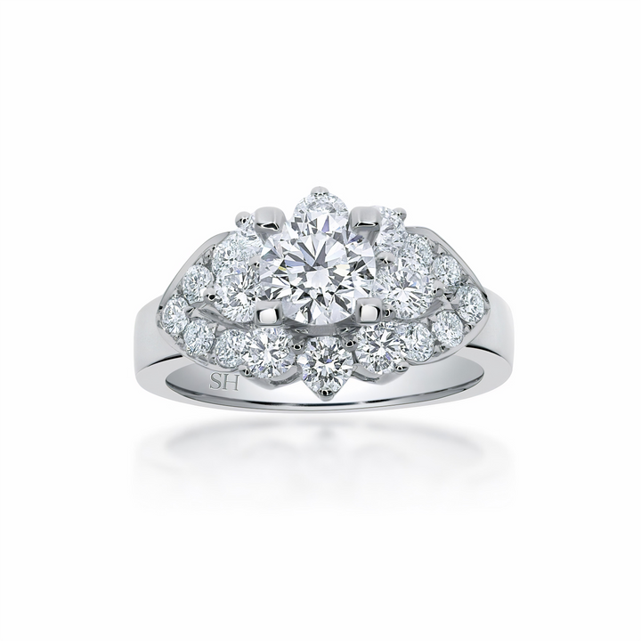 Diamond leaf halo ring - W0346 (Lab Grown)