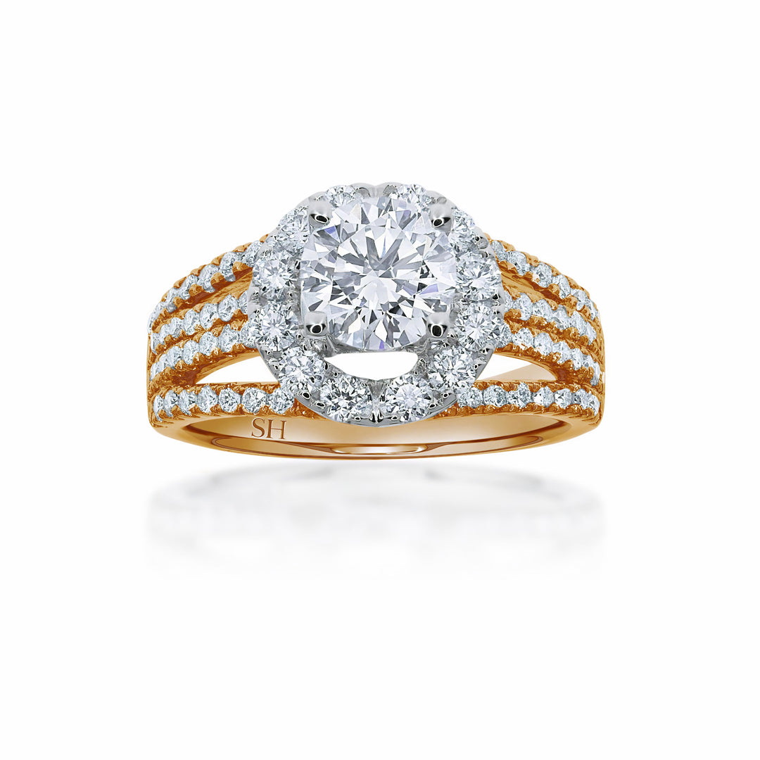 Bright Modern Halo Ring with 4-Bands - W0347 (Lab Grown)