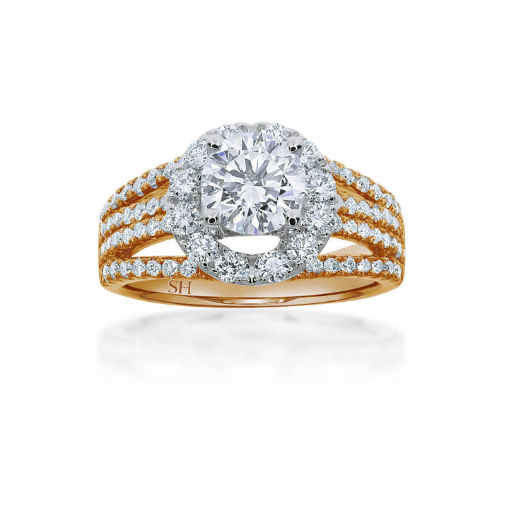 Bright Modern Halo Ring with 4-Bands - W0347 (Lab Grown)
