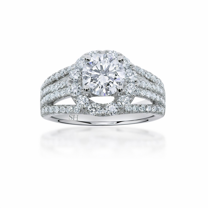 Bright Modern Halo Ring with 4-Bands - W0347 (Lab Grown)
