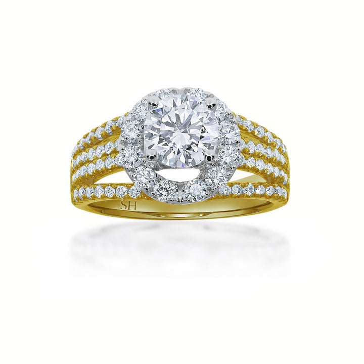 Bright Modern Halo Ring with 4-Bands - W0347 (Lab Grown)
