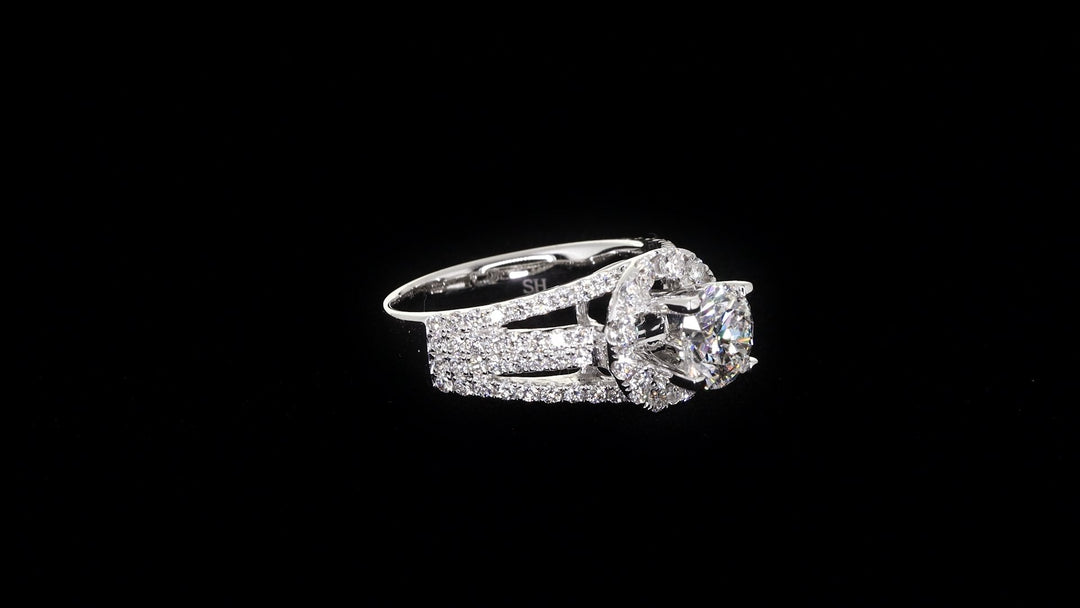 Bright Modern Halo Ring with 4-Bands - W0347 (Lab Grown)