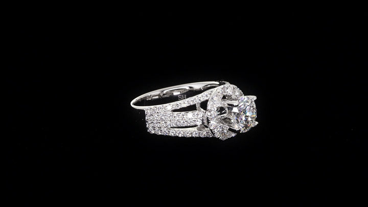 Bright Modern Halo Ring with 4-Bands - W0347 (Lab Grown)
