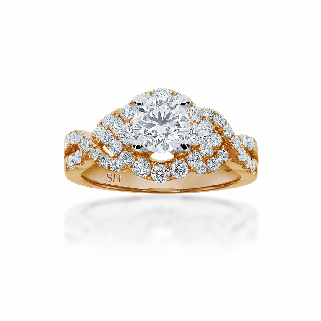 Interweaved modern halo ring - W0348 (Lab Grown)