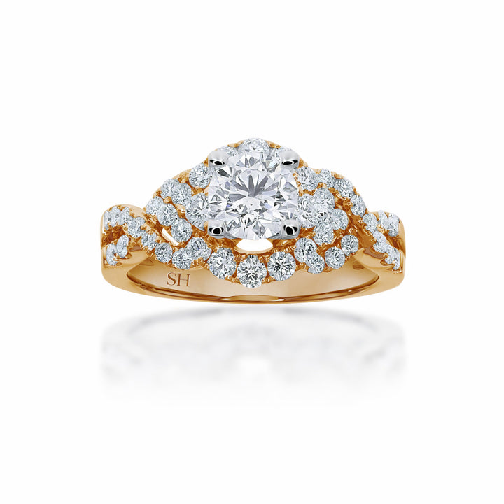 Interweaved modern halo ring - W0348 (Lab Grown)