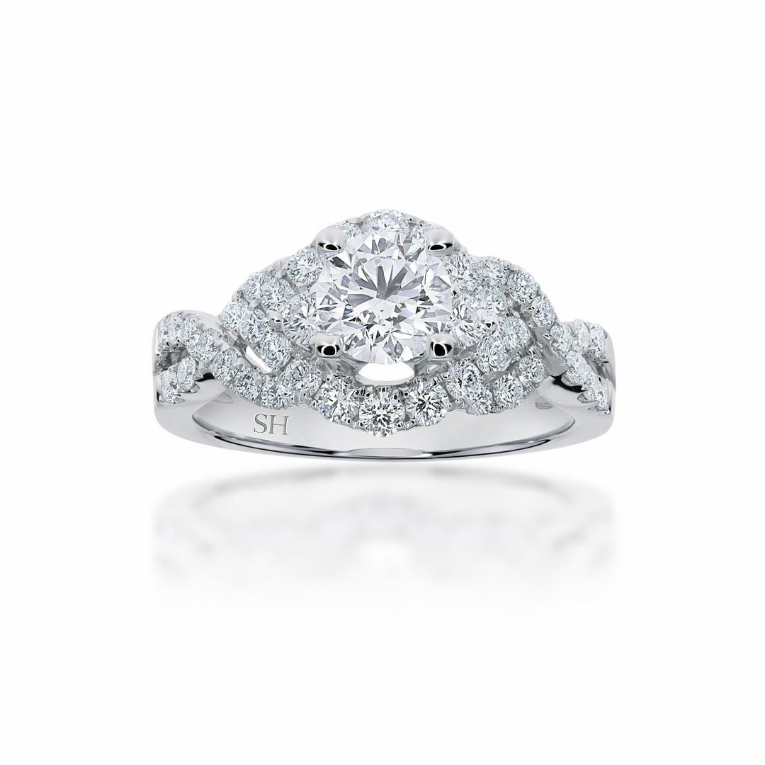 Interweaved modern halo ring - W0348 (Lab Grown)