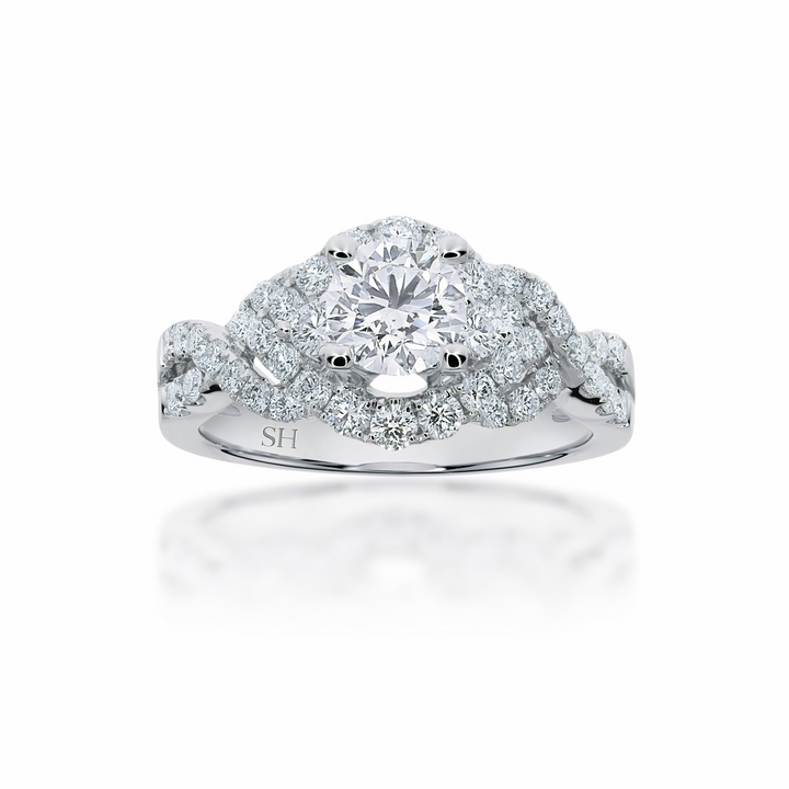 Interweaved modern halo ring - W0348 (Lab Grown)