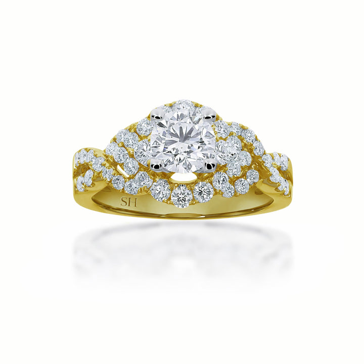 Interweaved modern halo ring - W0348 (Lab Grown)