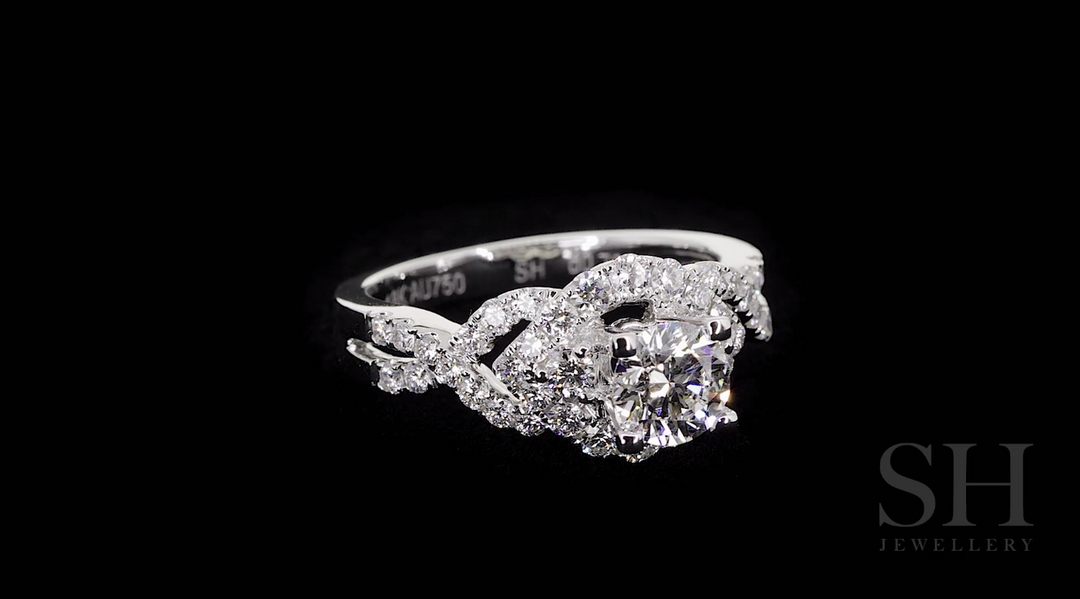 Interweaved modern halo ring - W0348 (Lab Grown)