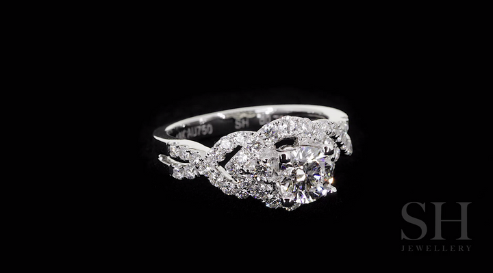 Interweaved modern halo ring - W0348 (Lab Grown)