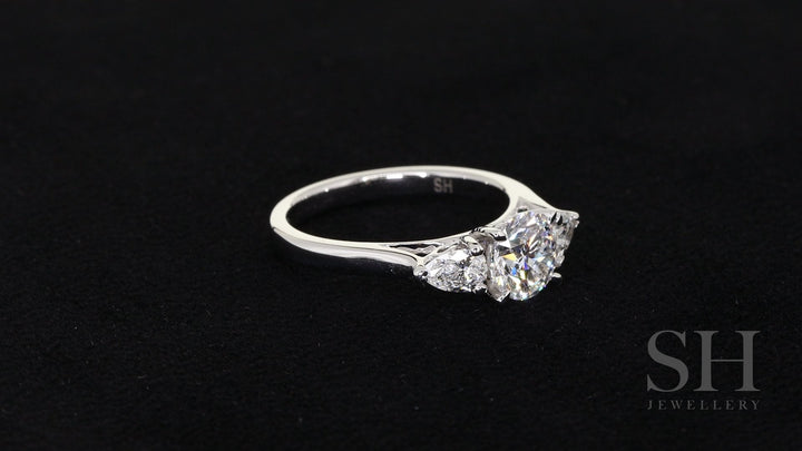 Trilogy Ring with Two Pears - W0352 (Lab Grown)