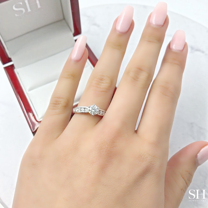 6-claw channel set timeless engagement ring - W0353 (Lab Grown)