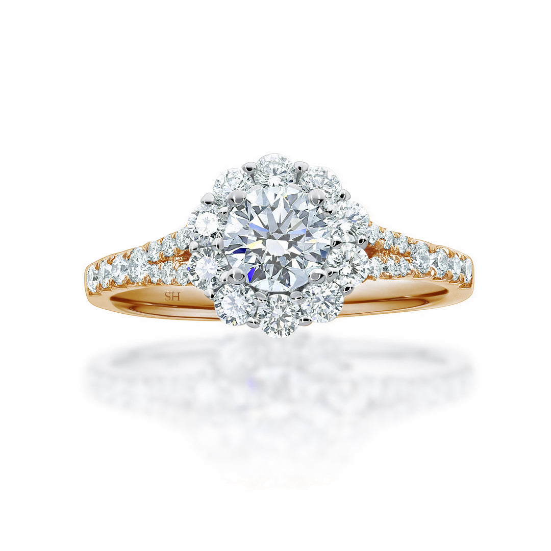 Floral Halo with Gentle Split Band - W0355 (Lab Grown)