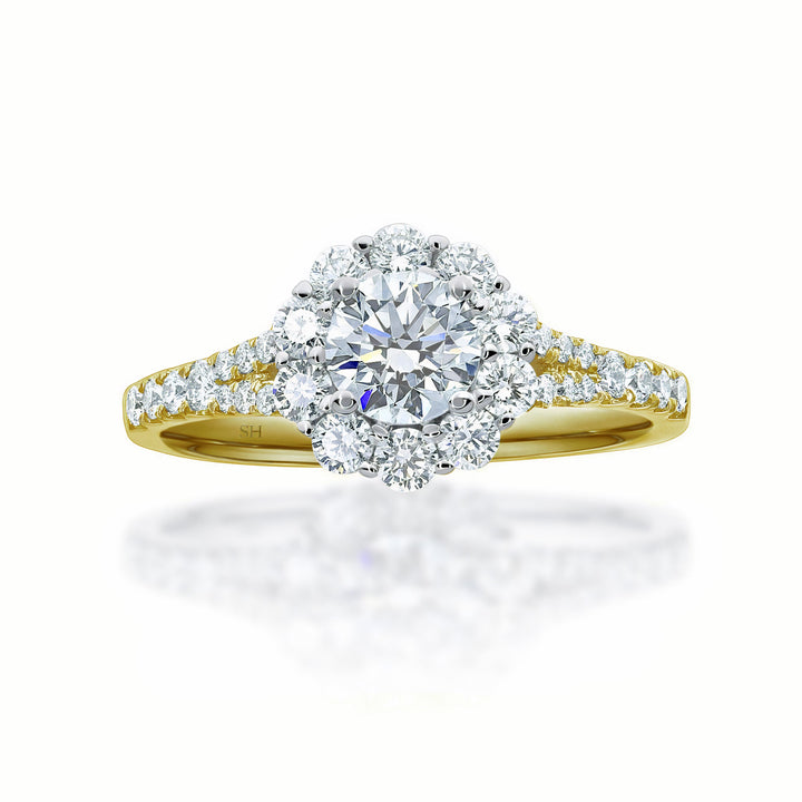 Floral Halo with Gentle Split Band - W0355 (Lab Grown)