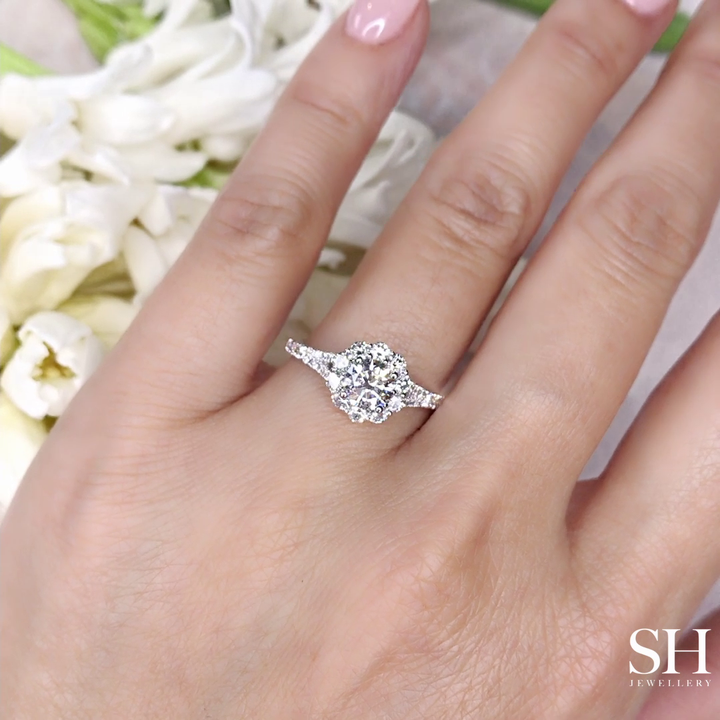 Floral Halo with Gentle Split Band - W0355 (Lab Grown)