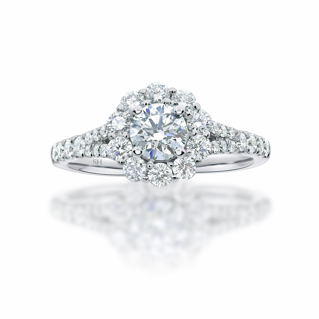 Floral Halo with Gentle Split Band - W0355 (Lab Grown)