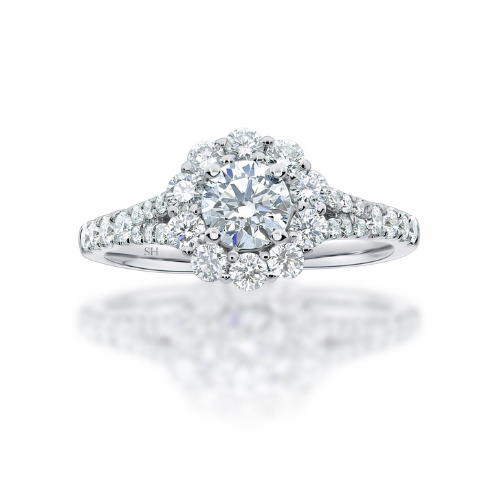 Floral Halo with Gentle Split Band - W0355 (Lab Grown)