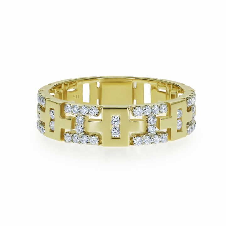 Geometric wedding band in white gold - W0373
