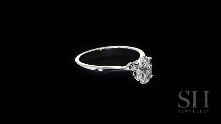 Minimalistic 4-Claw Oval Solitaire with Tapered Band - W0408 (Lab Grown)