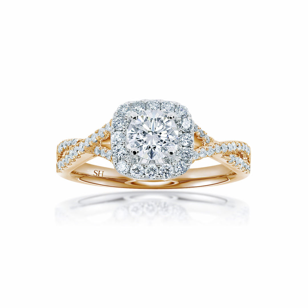 Elegant Cushion Shaped Halo Ring with Infinity Band - W0410 (Lab Grown)