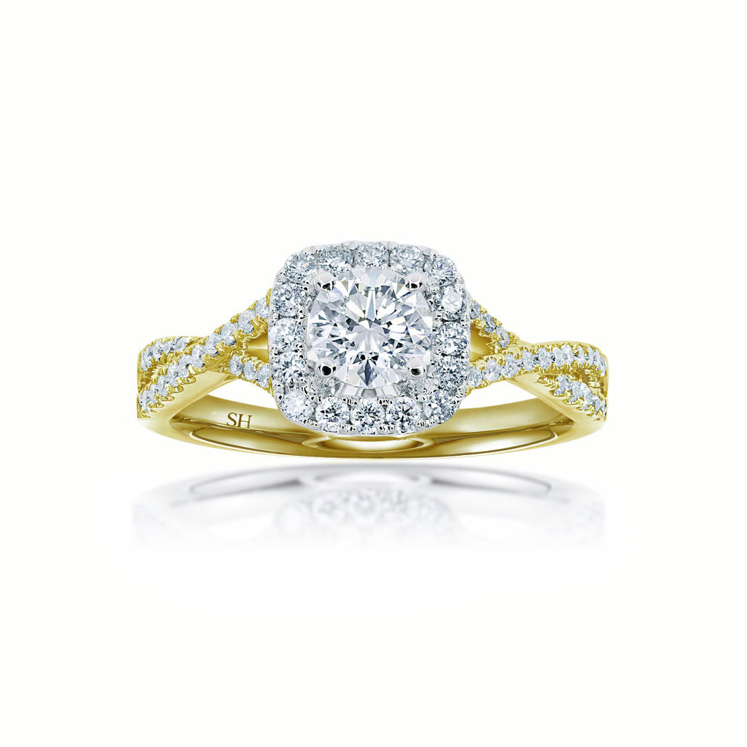Elegant Cushion Shaped Halo Ring with Infinity Band - W0410 (Lab Grown)