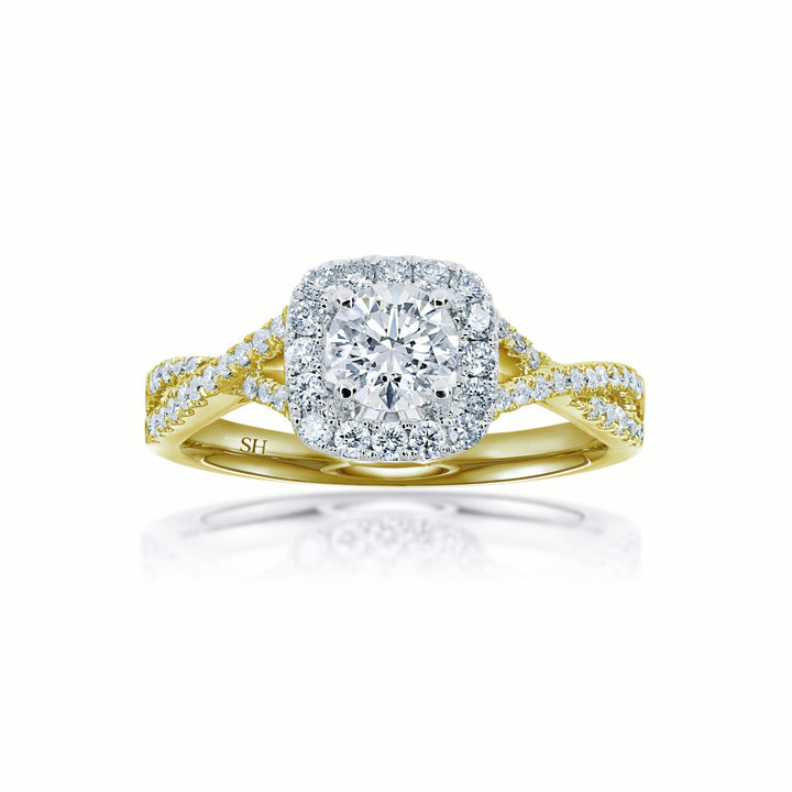 Elegant Cushion Shaped Halo Ring with Infinity Band - W0410 (Lab Grown)
