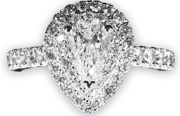 Bold Pear Shaped Halo & Pavé-Set Diamond Band - W0578 (Lab Grown)