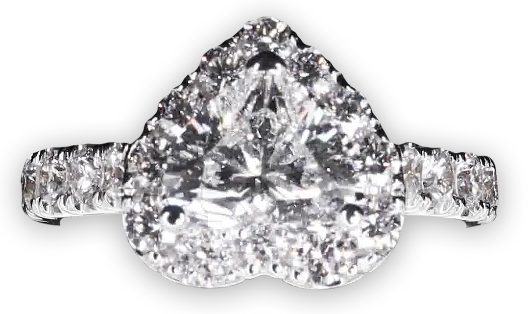 Bold Halo Heart-Shaped Engagement Ring with Pavé-Set Band - W0583 (Lab Grown)