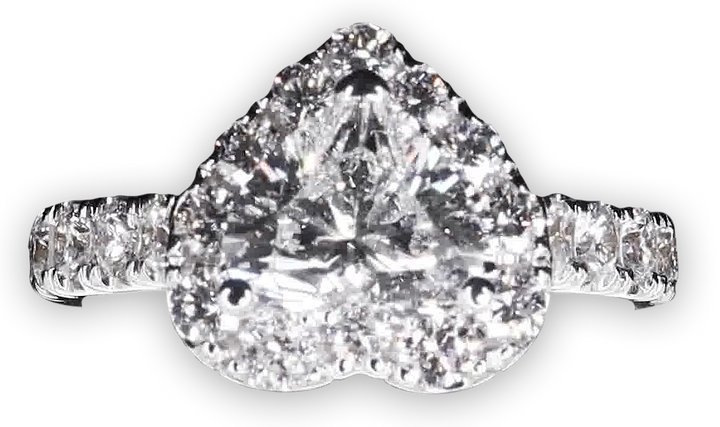 Bold Halo Heart-Shaped Engagement Ring with Pavé-Set Band - W0583 (Lab Grown)