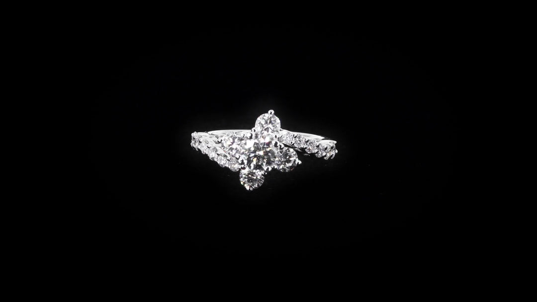 4-Leaf Floral Engagement Ring with Claw-Set Diamond Band - W0588 (Lab Grown)