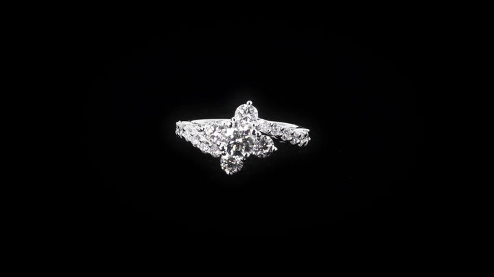 4-Leaf Floral Engagement Ring with Claw-Set Diamond Band - W0588 (Lab Grown)