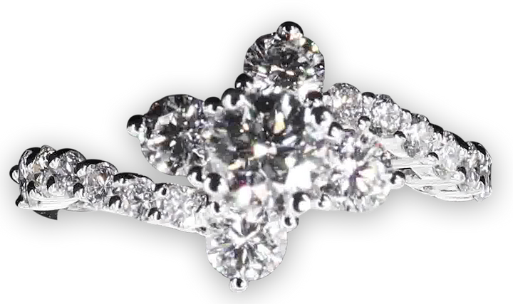 4-Leaf Floral Engagement Ring with Claw-Set Diamond Band - W0588 (Lab Grown)