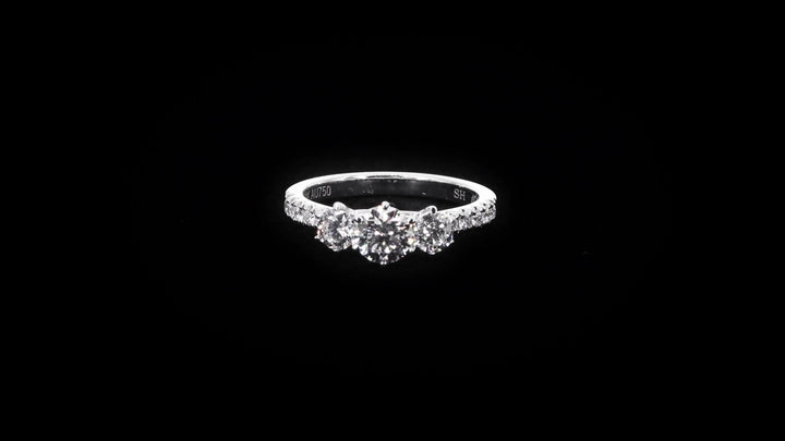 Trilogy Diamond Engagement Ring with Pavé-Set Band - W0589 (Lab Grown)