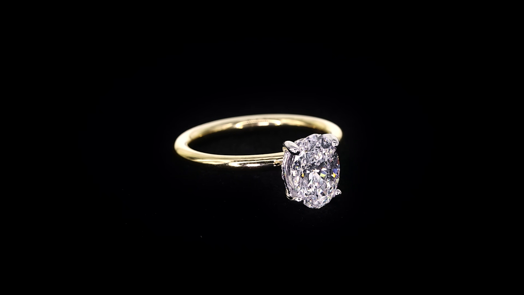 4-Claw Oval Solitaire Engagement Ring with Slim Polished Band - W0590 (Lab Grown)