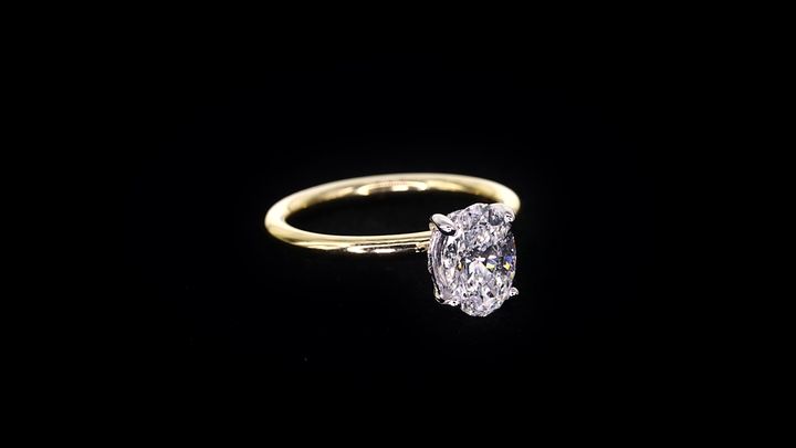 4-Claw Oval Solitaire Engagement Ring with Slim Polished Band - W0590 (Lab Grown)