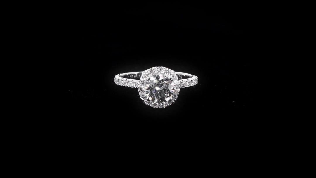 Raised Floating Halo Engagement Ring with Pavé-Set Band - W0591 (Lab Grown)