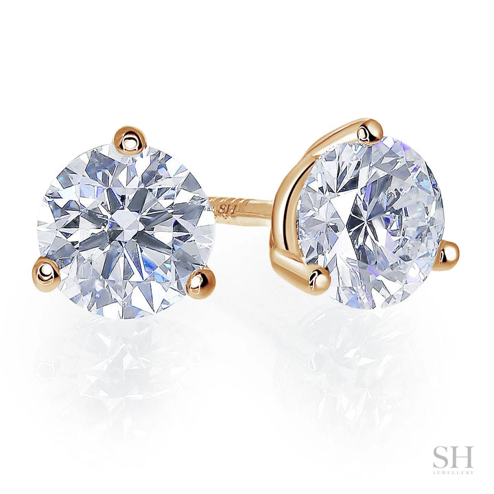 3-Claw Minimalistic Solitaire Diamond Stud Earrings - W0639