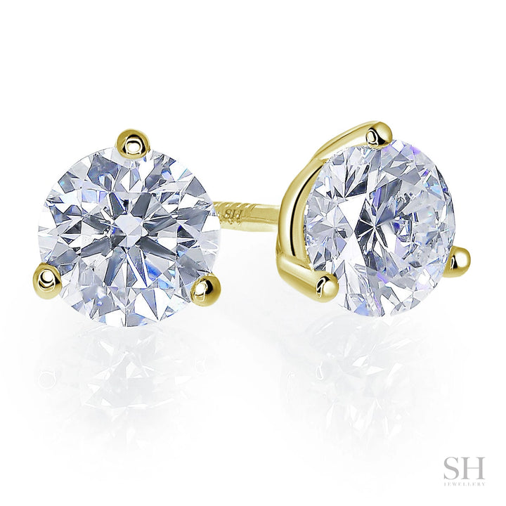 3-Claw Minimalistic Solitaire Diamond Stud Earrings - W0639