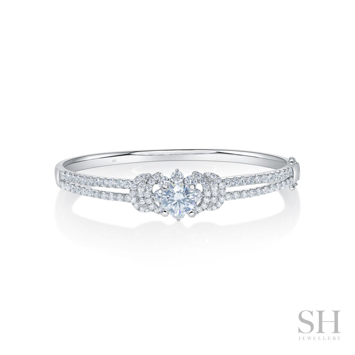 18kt Gold Diamond Bouquet Bangle with Twin Pave Set Band - W0738