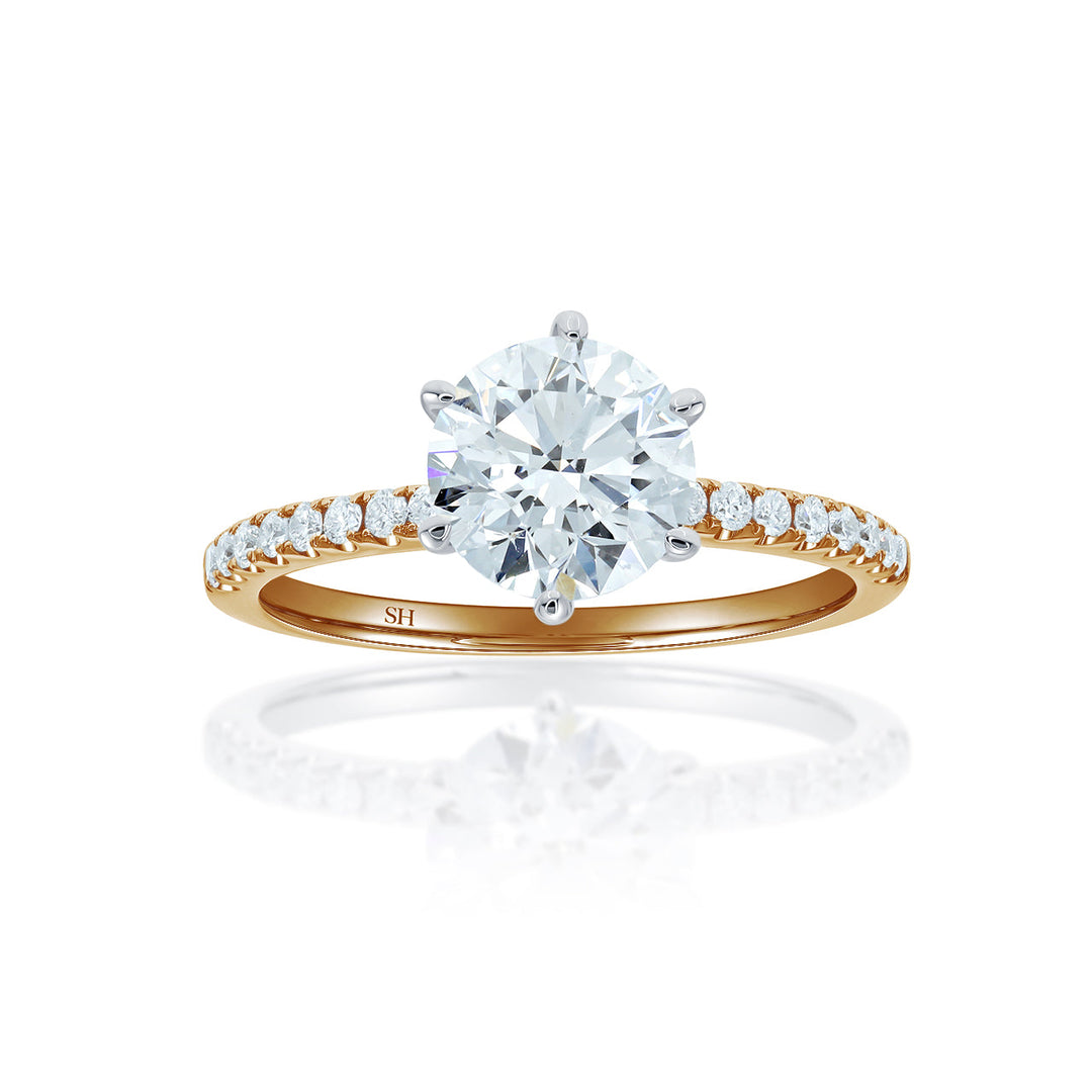 Timeless 6-Claw Engagement Ring with Super Slim Pavé-Set Band (1.7mm) - W0798 (Lab Grown)