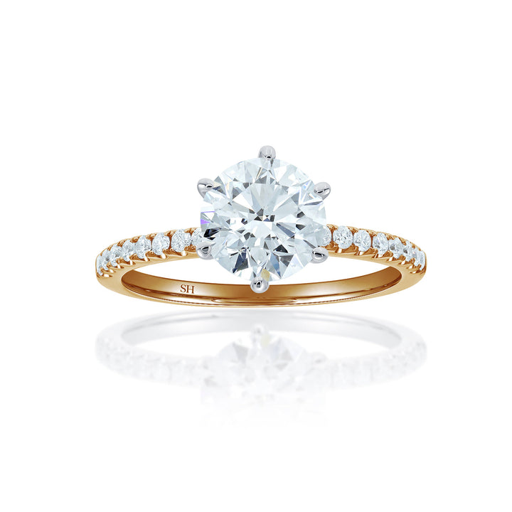 Timeless 6-Claw Engagement Ring with Super Slim Pavé-Set Band (1.7mm) - W0798 (Lab Grown)