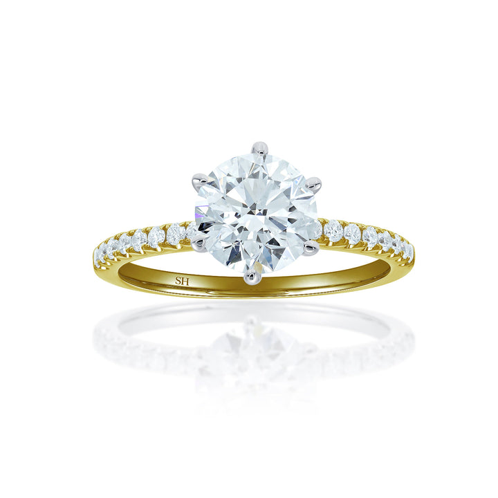Timeless 6-Claw Engagement Ring with Super Slim Pavé-Set Band (1.7mm) - W0798 (Lab Grown)