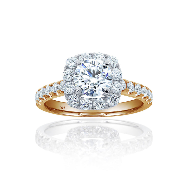 Timeless Cushion Halo Engagement Ring with 2.5mm Pavé-Set Band - W0804 (Lab Grown)