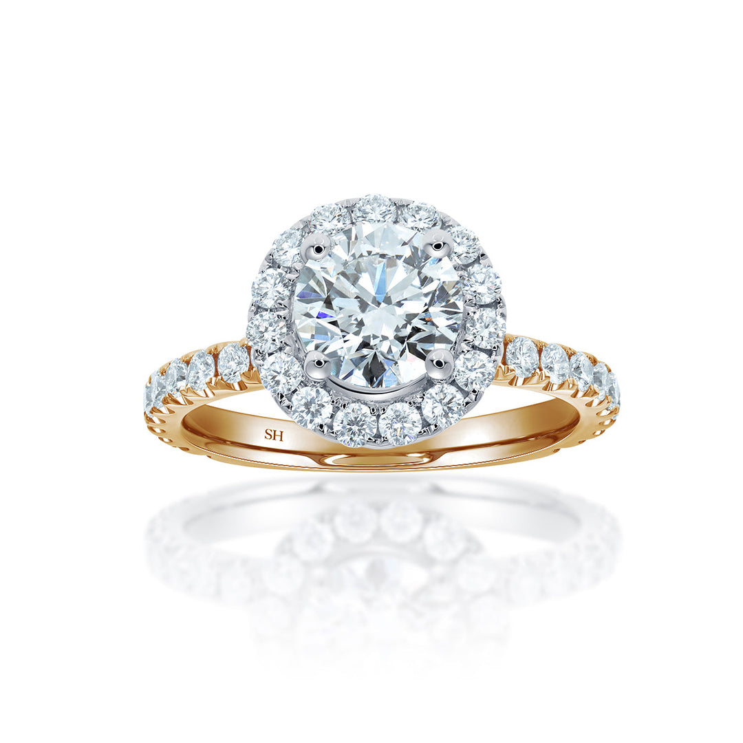 Timeless Halo Engagement Ring with 1.9mm Pavé-Set Band - W0806 (Lab Grown)