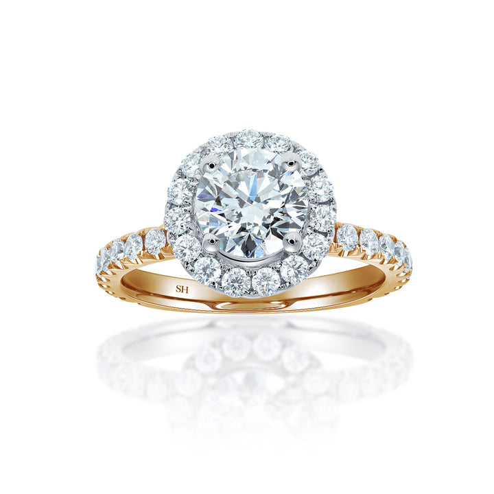 Timeless Halo Engagement Ring with 1.9mm Pavé-Set Band - W0806 (Lab Grown)