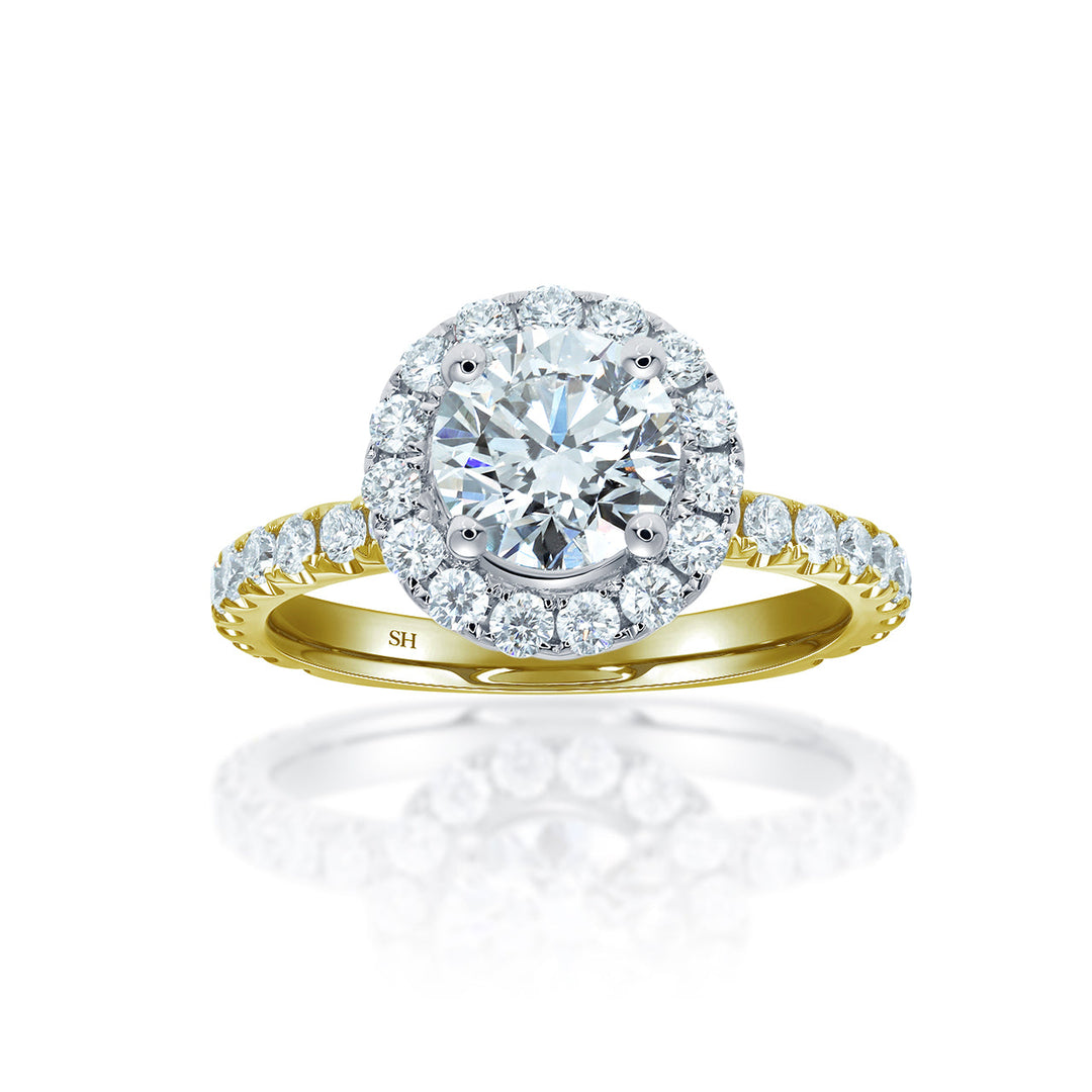 Timeless Halo Engagement Ring with 1.9mm Pavé-Set Band - W0806 (Lab Grown)