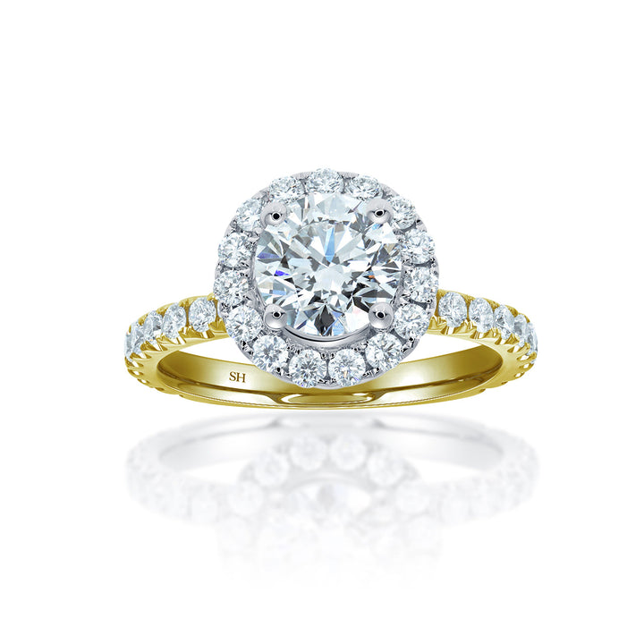 Timeless Halo Engagement Ring with 1.9mm Pavé-Set Band - W0806 (Lab Grown)